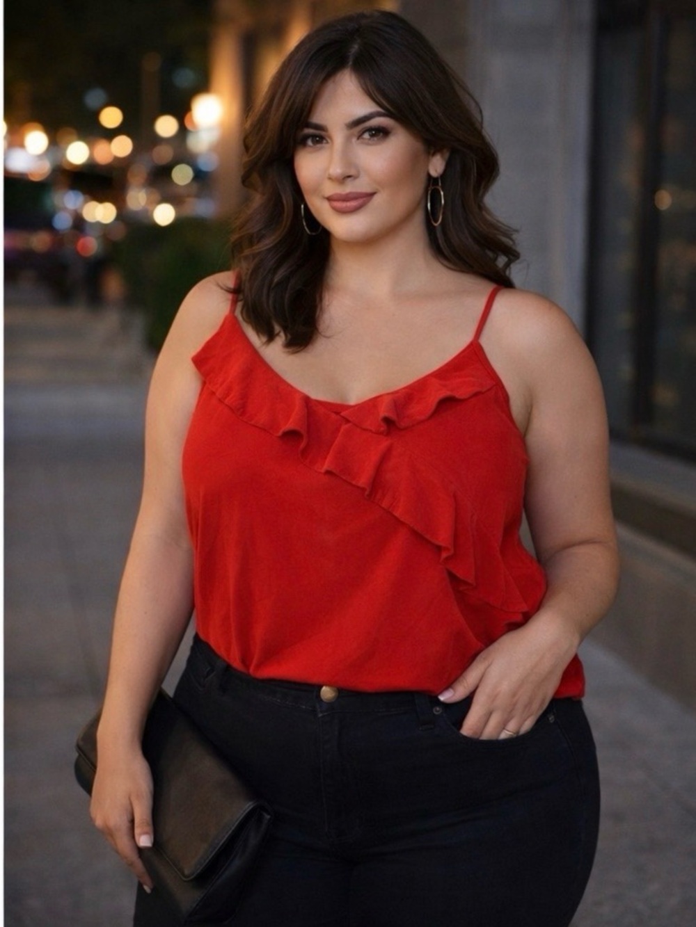 J. Crew Velvet Orange Ruffle Strap Cami